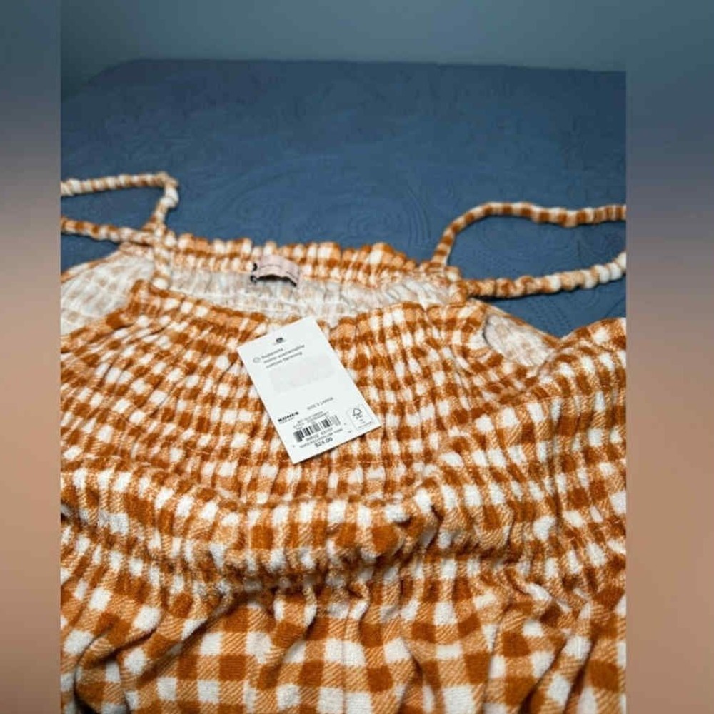 SO Gingham Smocked Crop Top Square Neck Sleeveless Casual XL - Picture 7 of 8